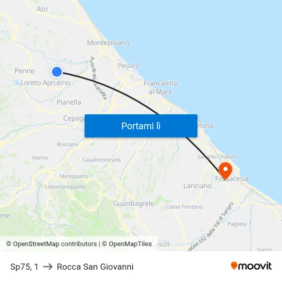 Sp75, 1 to Rocca San Giovanni map