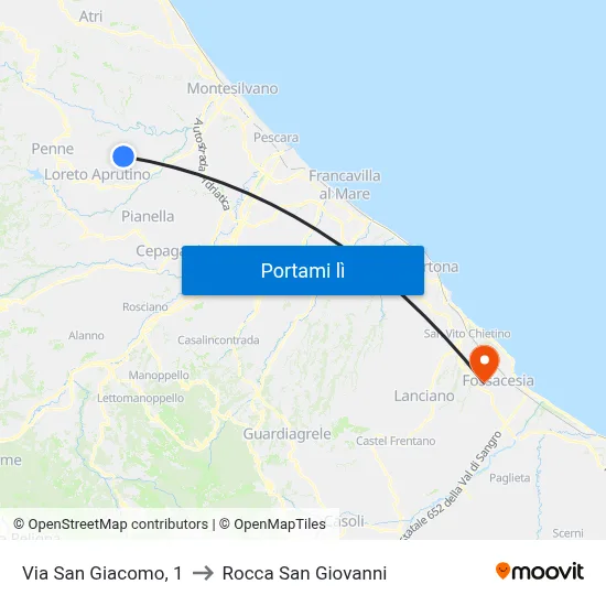 Via San Giacomo, 1 to Rocca San Giovanni map