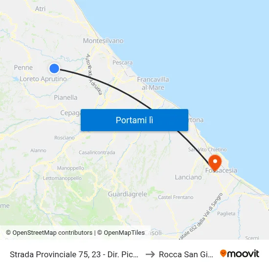 Strada Provinciale 75, 23 - Dir. Picciano Penne to Rocca San Giovanni map