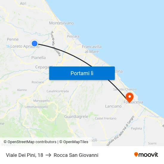 Viale Dei Pini, 18 to Rocca San Giovanni map