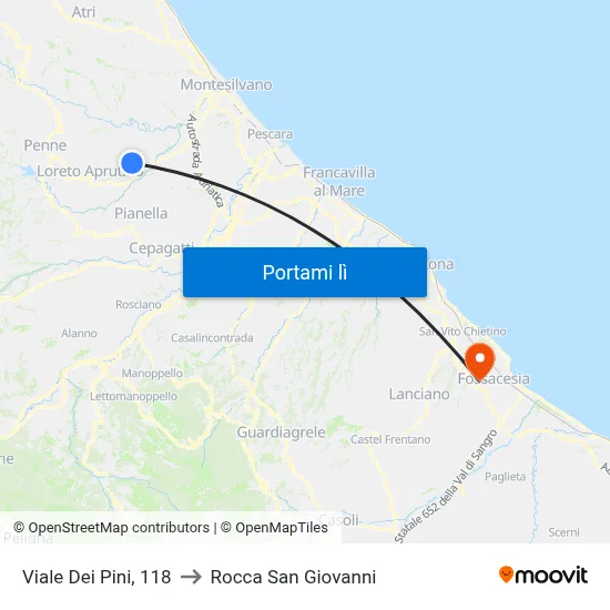 Viale Dei Pini, 118 to Rocca San Giovanni map
