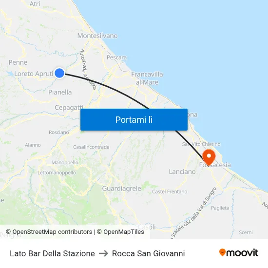 Lato Bar Della Stazione to Rocca San Giovanni map