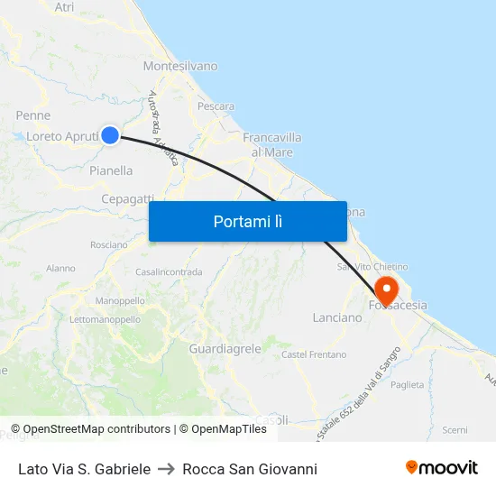 Lato Via S. Gabriele to Rocca San Giovanni map