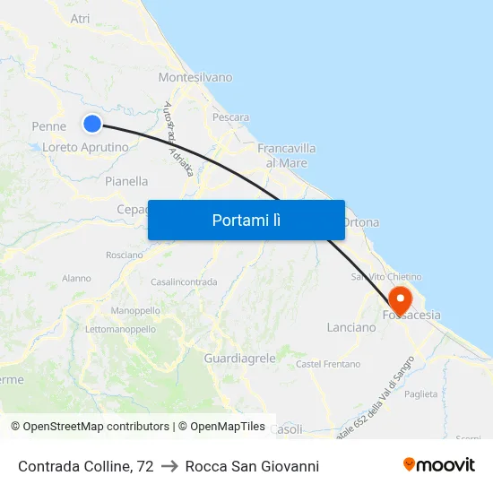 Contrada Colline, 72 to Rocca San Giovanni map