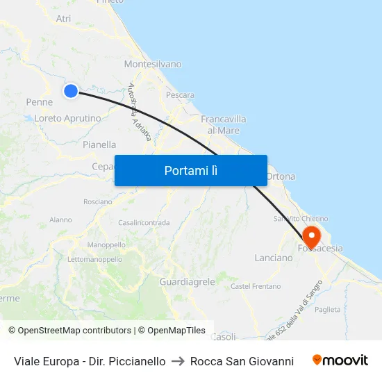 Viale Europa - Dir. Piccianello to Rocca San Giovanni map