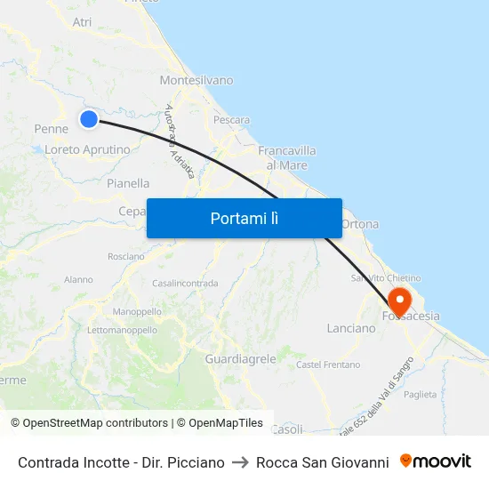 Contrada Incotte - Dir. Picciano to Rocca San Giovanni map