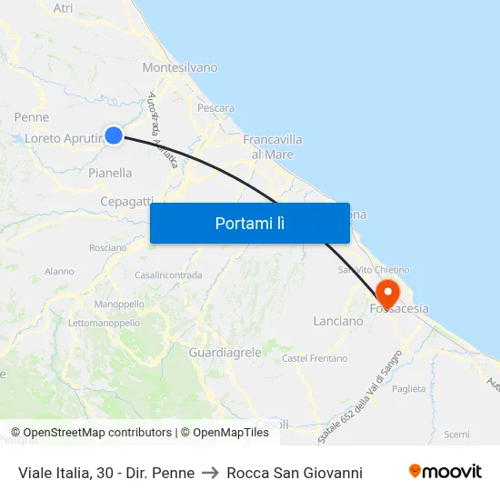 Viale Italia, 30 - Dir. Penne to Rocca San Giovanni map