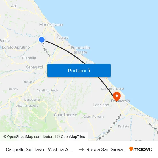 Cappelle Sul Tavo | Vestina A Mare to Rocca San Giovanni map