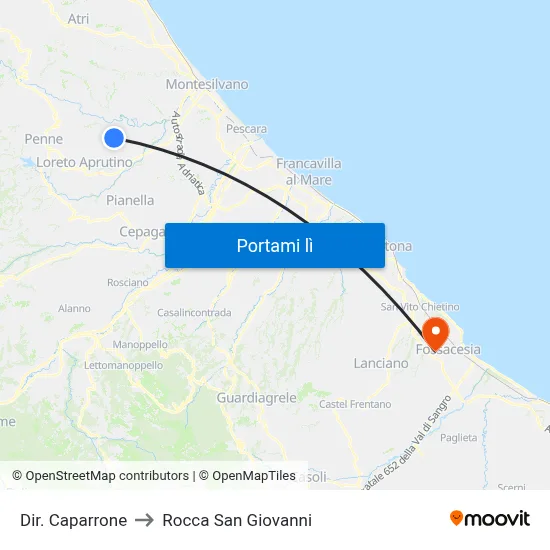 Dir. Caparrone to Rocca San Giovanni map