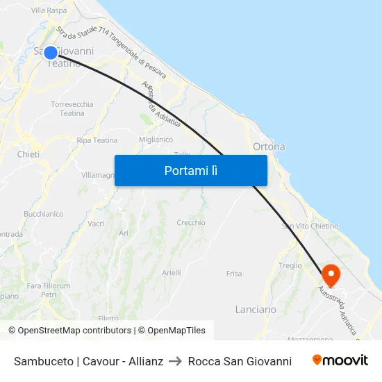 Sambuceto | Cavour - Allianz to Rocca San Giovanni map
