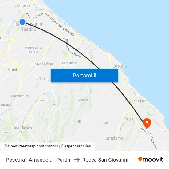 Pescara | Amendola - Pertini to Rocca San Giovanni map