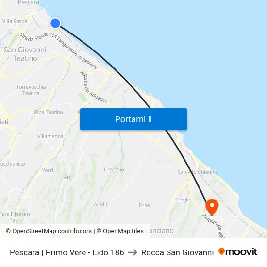Pescara | Primo Vere - Lido 186 to Rocca San Giovanni map
