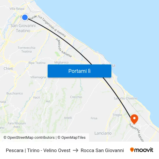 Pescara | Tirino - Velino Ovest to Rocca San Giovanni map