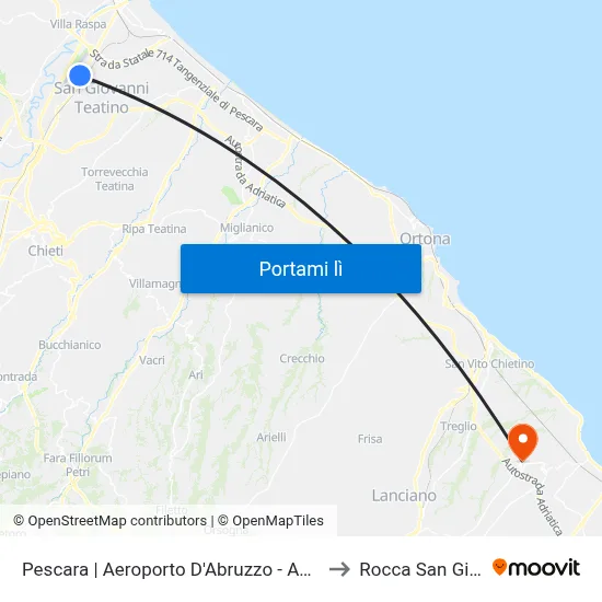 Pescara | Aeroporto D'Abruzzo - Abruzzo Airport to Rocca San Giovanni map