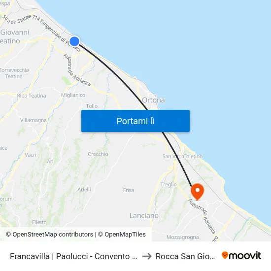 Francavilla | Paolucci - Convento Michetti to Rocca San Giovanni map