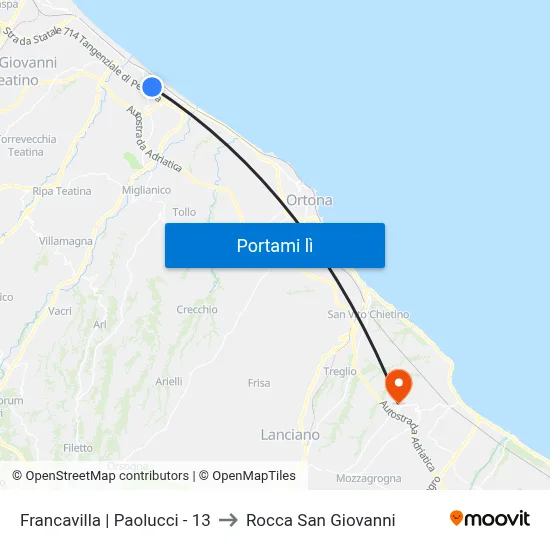 Francavilla | Paolucci - 13 to Rocca San Giovanni map