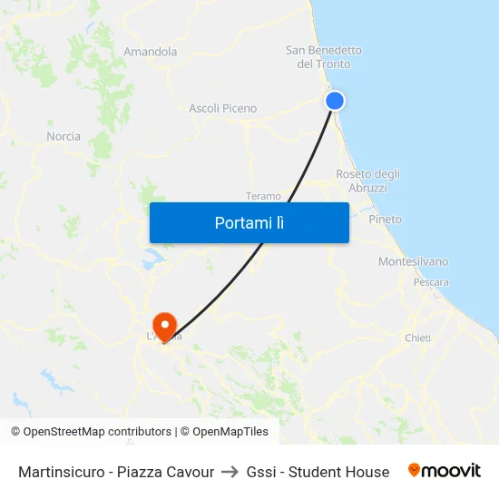 Martinsicuro - Piazza Cavour to Gssi - Student House map