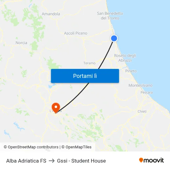 Alba Adriatica FS to Gssi - Student House map