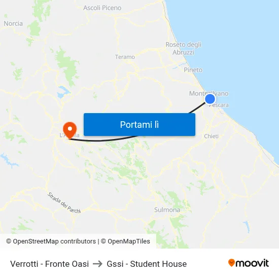 Verrotti - Fronte Oasi to Gssi - Student House map