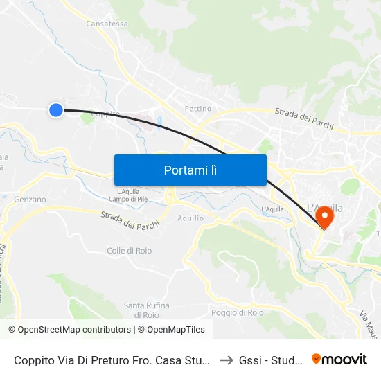 Coppito Via Di Preturo Fro. Casa Studente San Carlo Borromeo to Gssi - Student House map