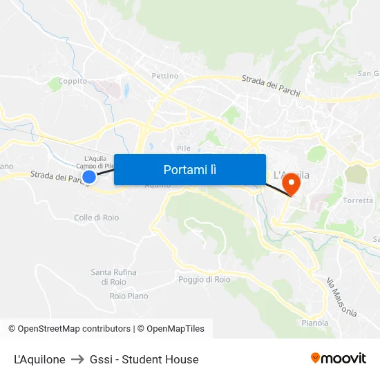 L'Aquilone to Gssi - Student House map
