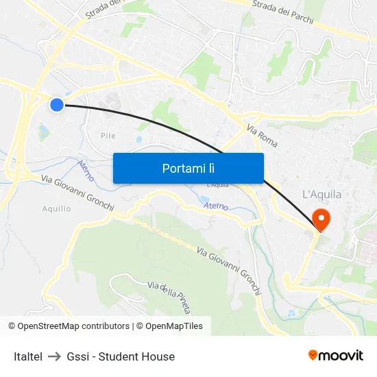 Italtel to Gssi - Student House map