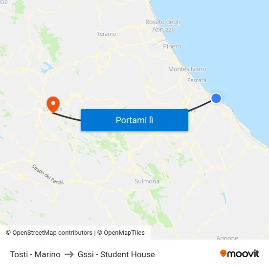 Tosti - Marino to Gssi - Student House map