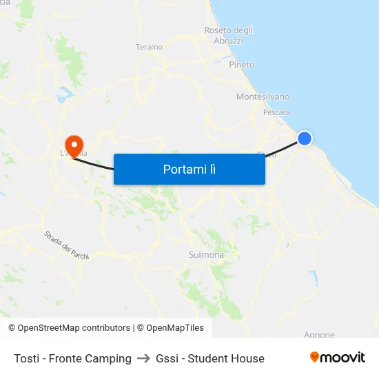 Tosti - Fronte Camping to Gssi - Student House map