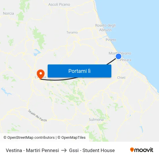 Vestina - Martiri Pennesi to Gssi - Student House map