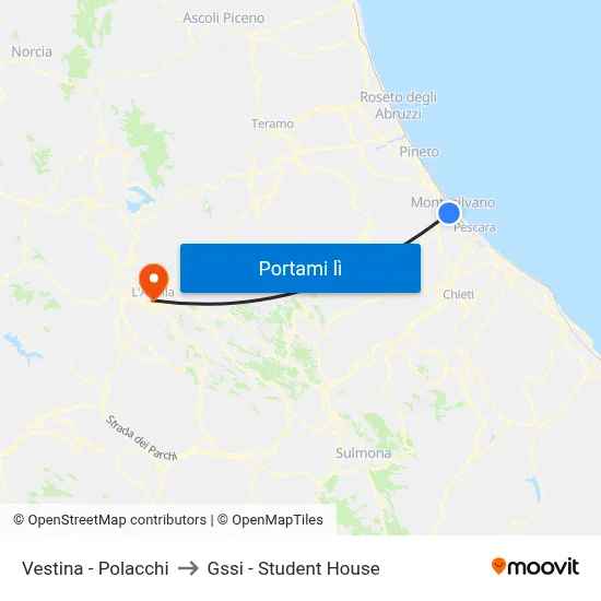 Vestina - Polacchi to Gssi - Student House map