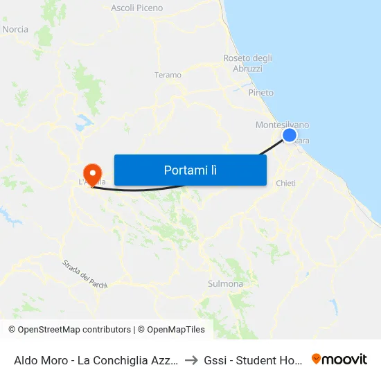 Aldo Moro - La Conchiglia Azzurra to Gssi - Student House map