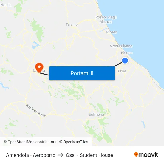 Amendola - Aeroporto to Gssi - Student House map