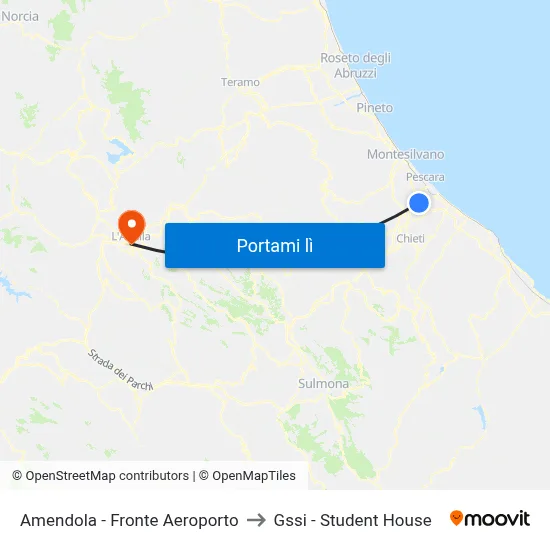 Amendola - Fronte Aeroporto to Gssi - Student House map