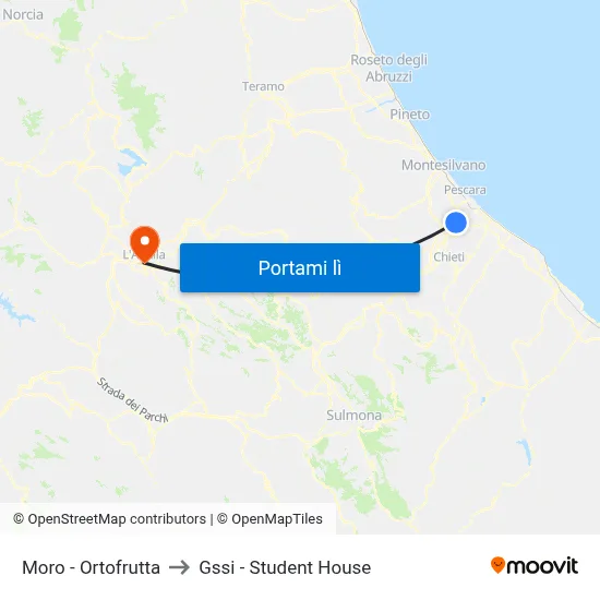 Moro - Ortofrutta to Gssi - Student House map