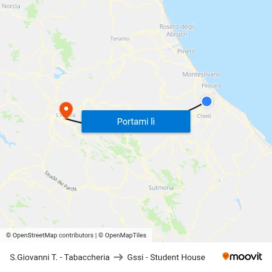 S.Giovanni T. - Tabaccheria to Gssi - Student House map