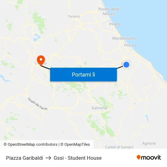 Piazza Garibaldi to Gssi - Student House map