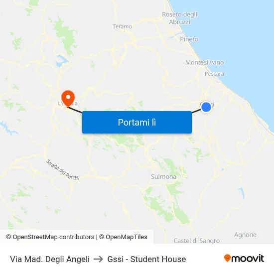 Via Mad. Degli Angeli to Gssi - Student House map