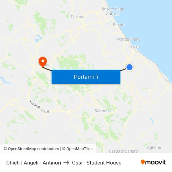 Chieti | Angeli - Antinori to Gssi - Student House map