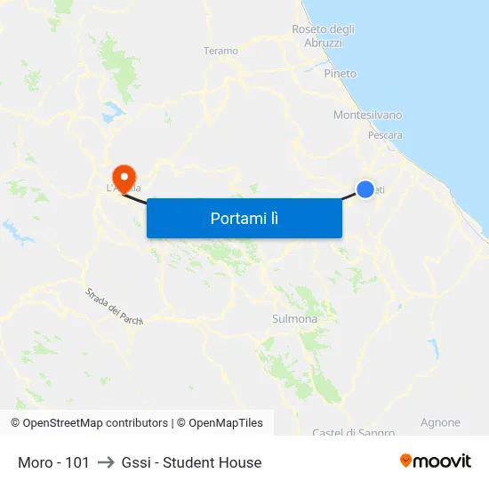 Moro - 101 to Gssi - Student House map