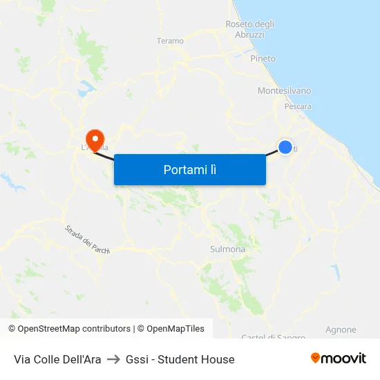 Via Colle Dell'Ara to Gssi - Student House map