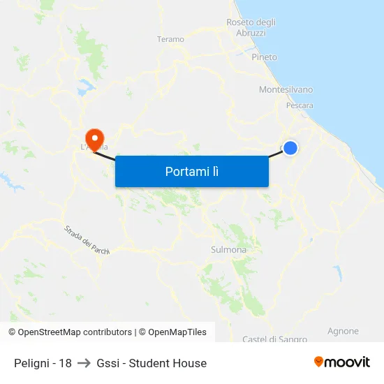 Peligni - 18 to Gssi - Student House map