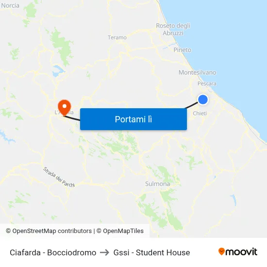 Ciafarda - Bocciodromo to Gssi - Student House map