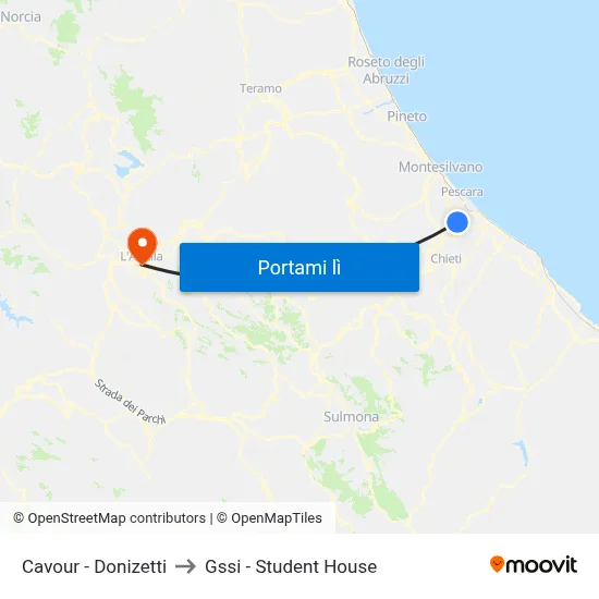 Cavour - Donizetti to Gssi - Student House map