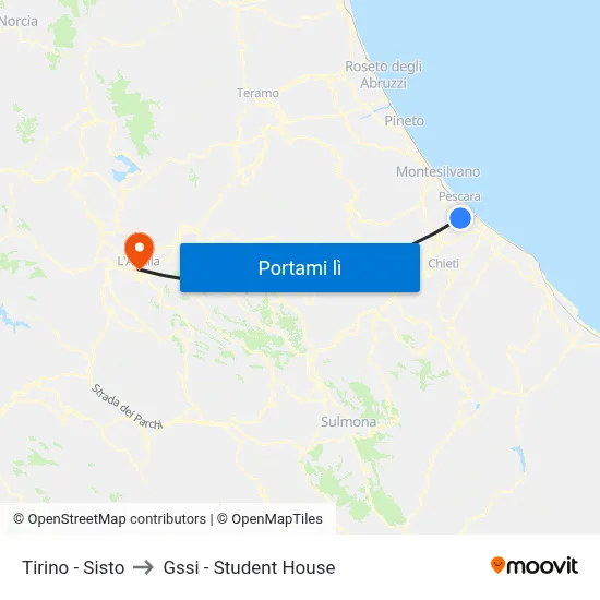 Tirino - Sisto to Gssi - Student House map