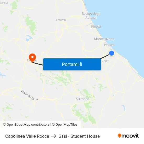 Capolinea Valle Rocca to Gssi - Student House map