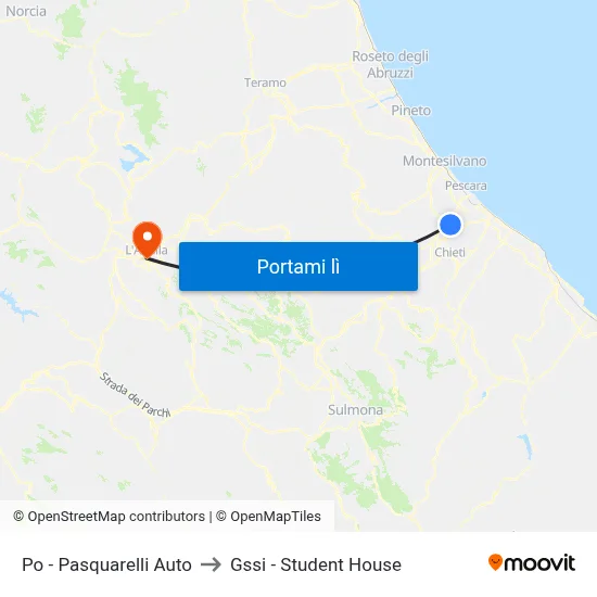 Po - Pasquarelli Auto to Gssi - Student House map