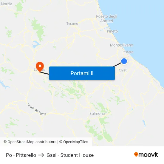 Po - Pittarello to Gssi - Student House map