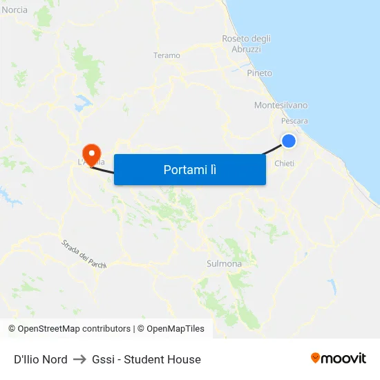 D'Ilio Nord to Gssi - Student House map