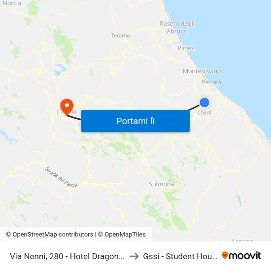 Via Nenni, 280 - Hotel Dragonara to Gssi - Student House map