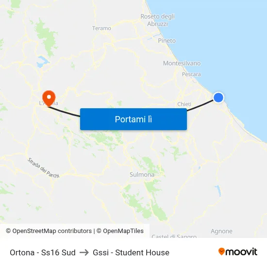 Ortona - Ss16 Sud to Gssi - Student House map